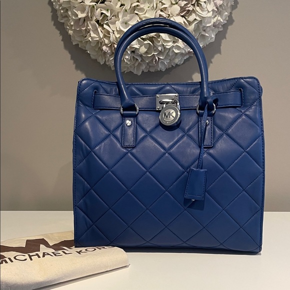 Michael Kors Handbags - Michael Kors Leather Quilted Blue Satchel